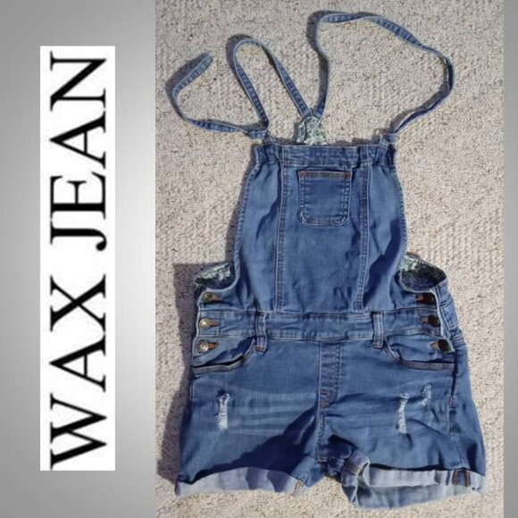 Wax Jean overall shorts junior size  Large - Picture 1 of 8